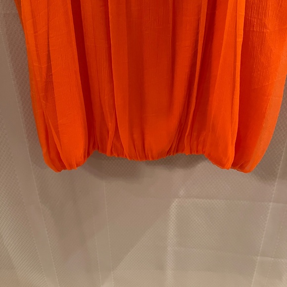 Alice + Olivia 100% SILK Chiffon Orange Sleeveless Bubble Dress SZ L - Picture 3 of 16